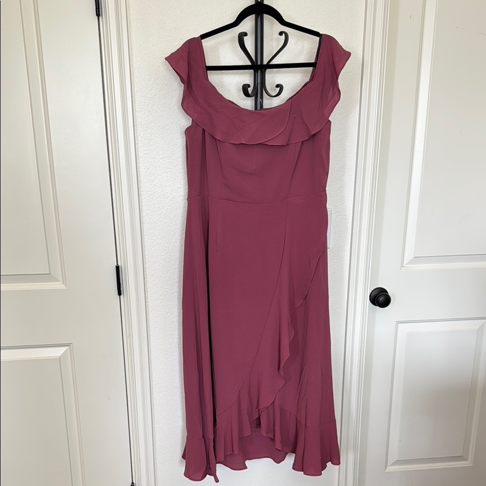 City Chic Purple Pink Asymmetrical Tiered Maxi Dress